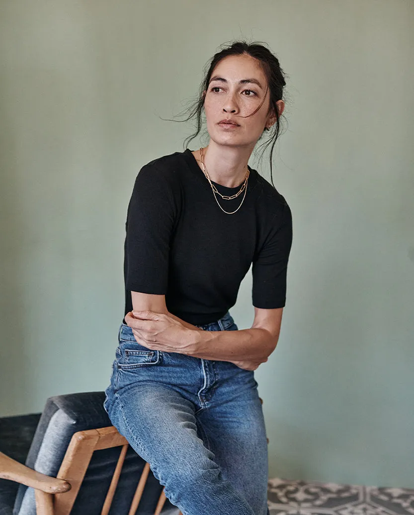 The Softest Ribbed Elbow Sleeve T-Shirt - Sea Urchin sold by Summersalt