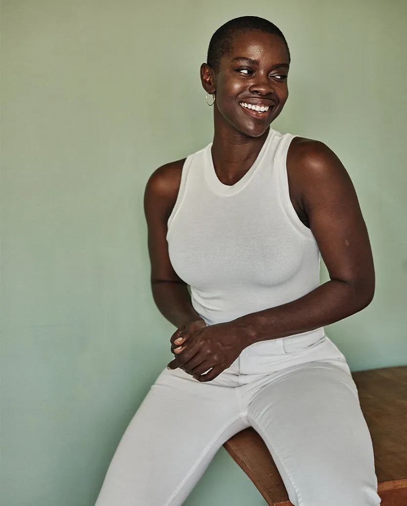 The Softest Ribbed Racerback Tank - White Sand sold by Summersalt