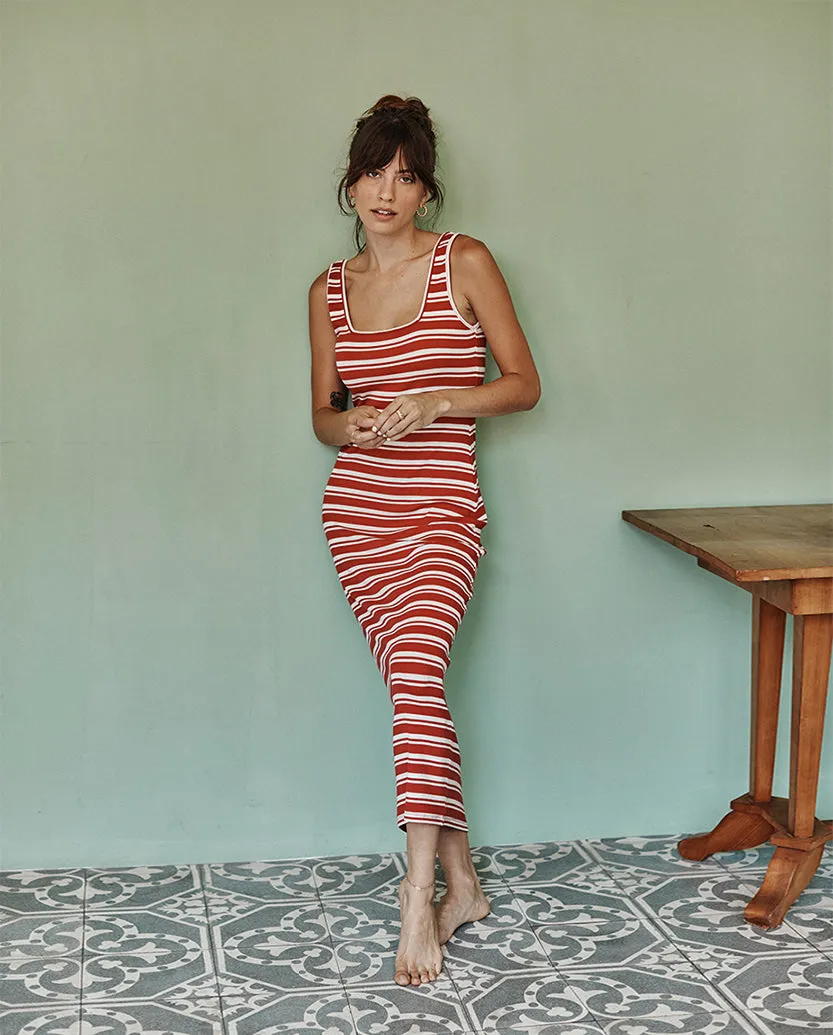 The Softest Ribbed Maxi Dress - Berry & White Sand Stripe sold by Summersalt product image thumbnail 2