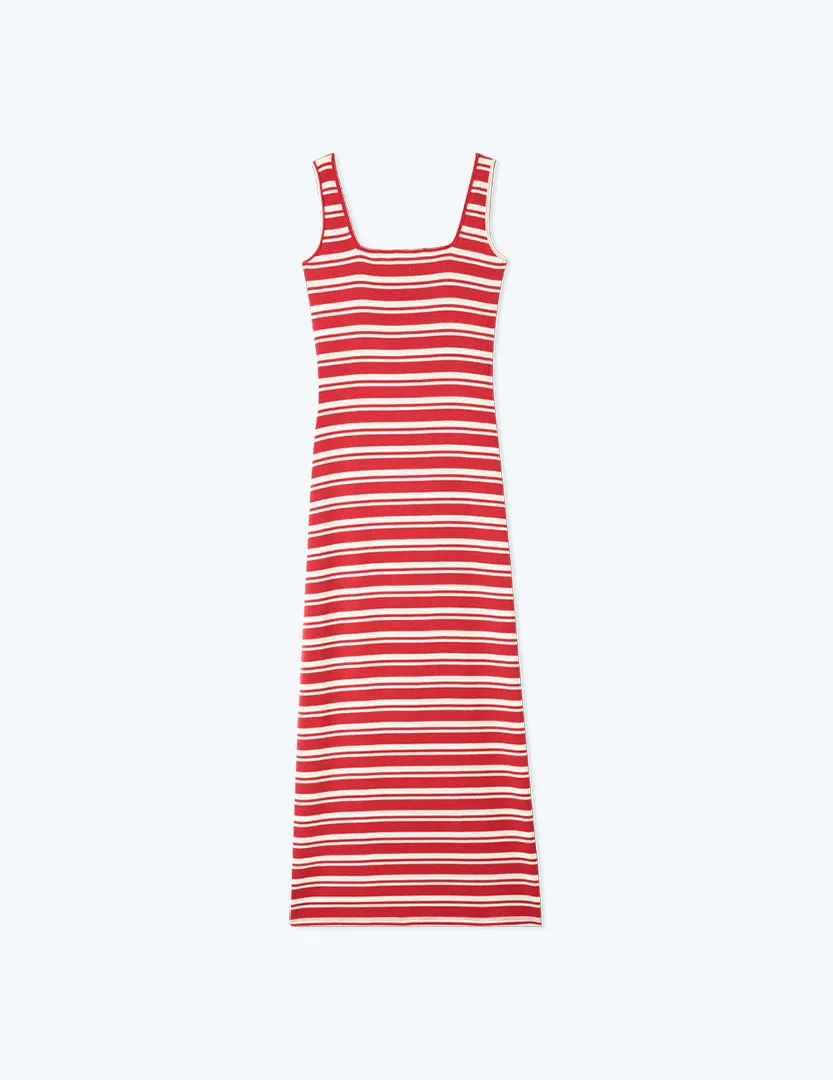 The Softest Ribbed Maxi Dress - Berry & White Sand Stripe sold by Summersalt product image thumbnail 4