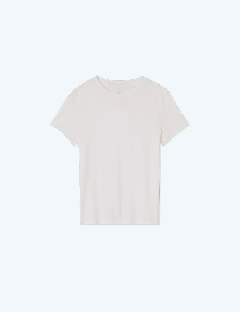The Luxe Pima Fitted Tee - White Sand sold by Summersalt