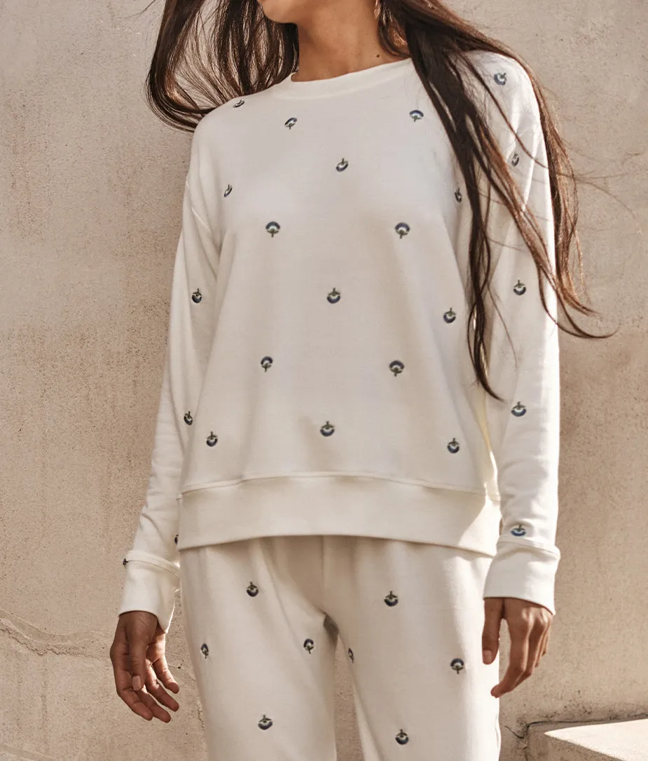 The Softest French Terry Relaxed Crew - White Sand Floral Stitch sold by Summersalt product image thumbnail 3