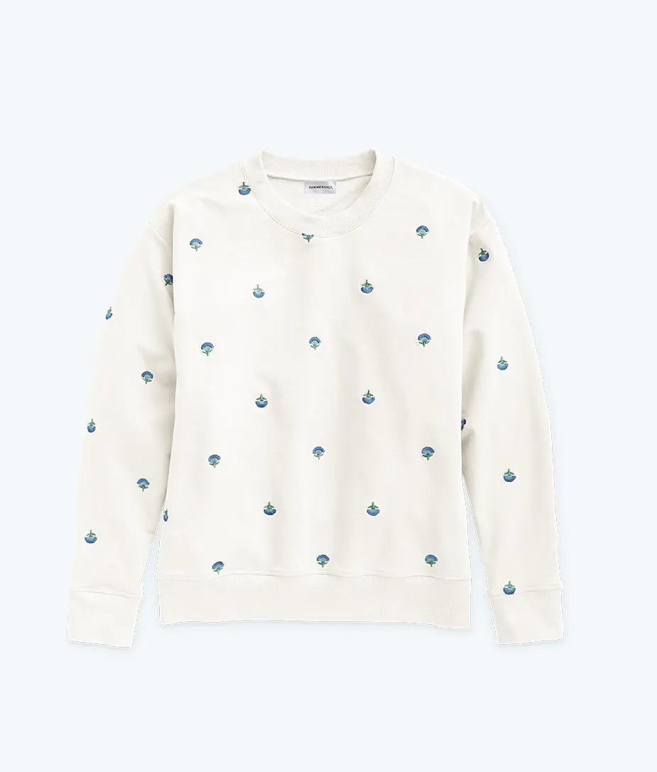 The Softest French Terry Relaxed Crew - White Sand Floral Stitch sold by Summersalt product image thumbnail 5