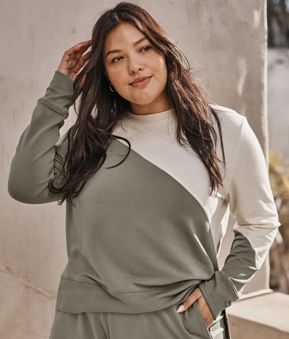 The Softest French Terry Pullover - Agave & White Sand sold by Summersalt product image thumbnail 4