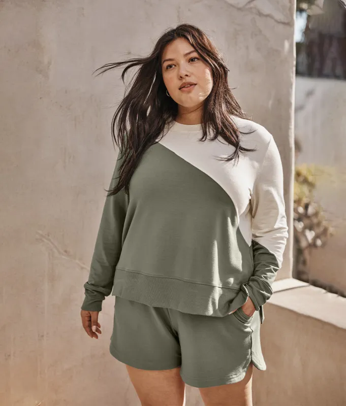 The Softest French Terry Pullover - Agave & White Sand made by Summersalt
