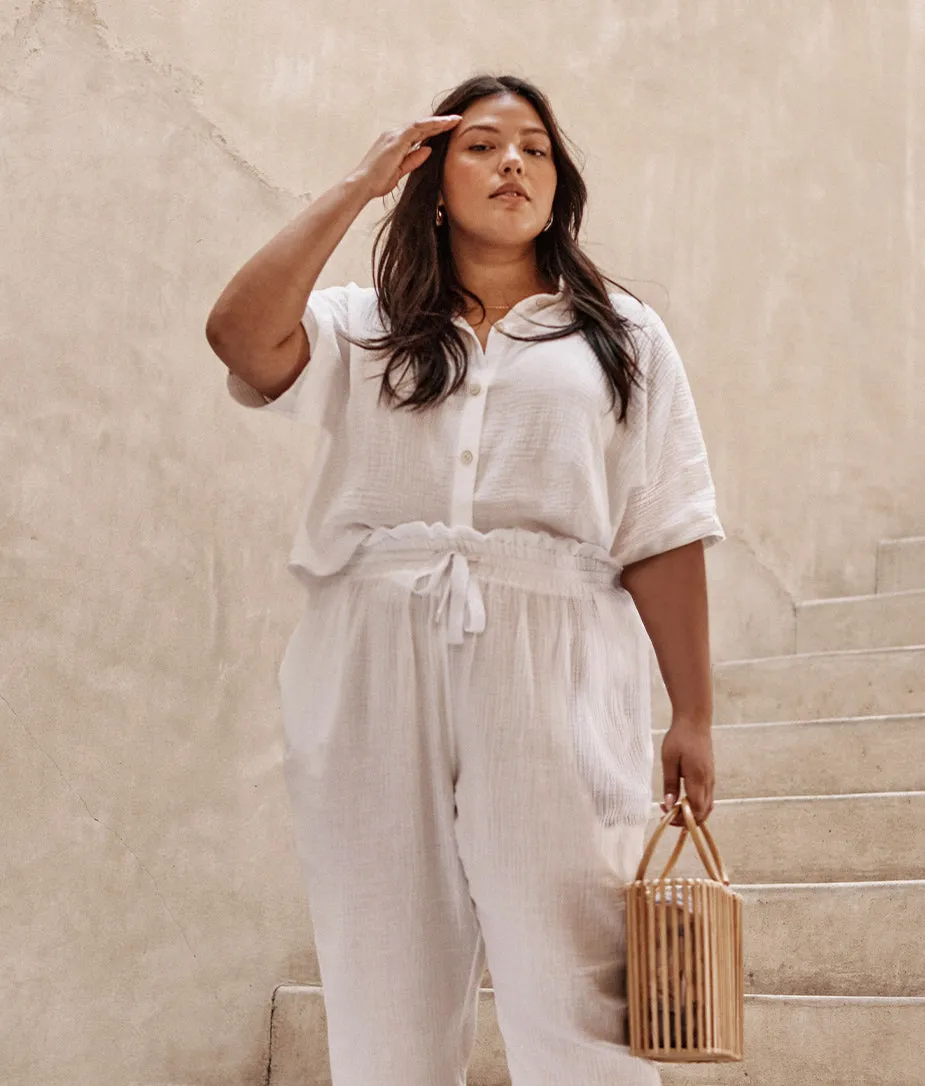 The Going Places Gauze Button-Down Top - White Sand sold by Summersalt product image thumbnail 3