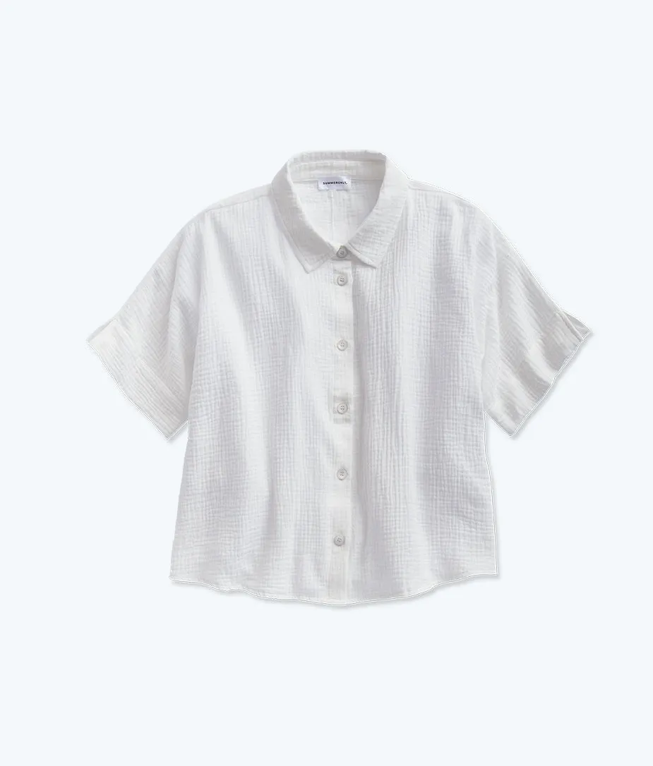 The Going Places Gauze Button-Down Top - White Sand sold by Summersalt product image thumbnail 4