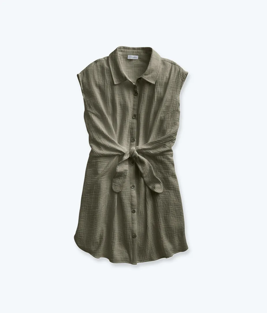The Going Places Gauze Tie-Waist Shirtdress - Agave sold by Summersalt product image thumbnail 4