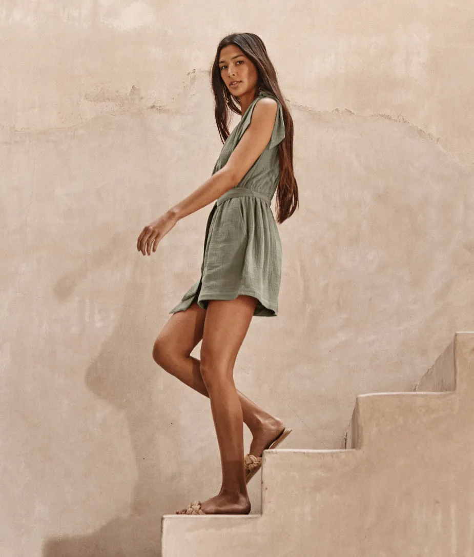 The Going Places Gauze Tie-Shoulder Romper - Agave sold by Summersalt product image thumbnail 3