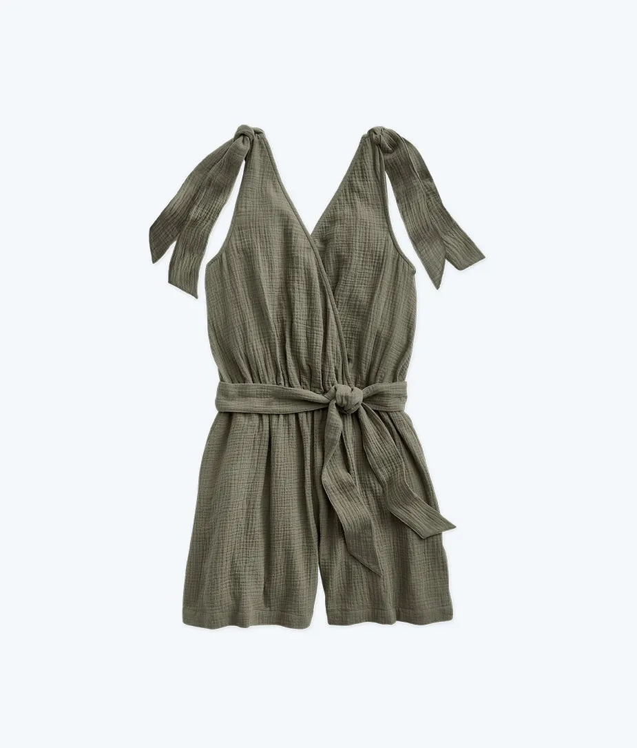 The Going Places Gauze Tie-Shoulder Romper - Agave sold by Summersalt product image thumbnail 4
