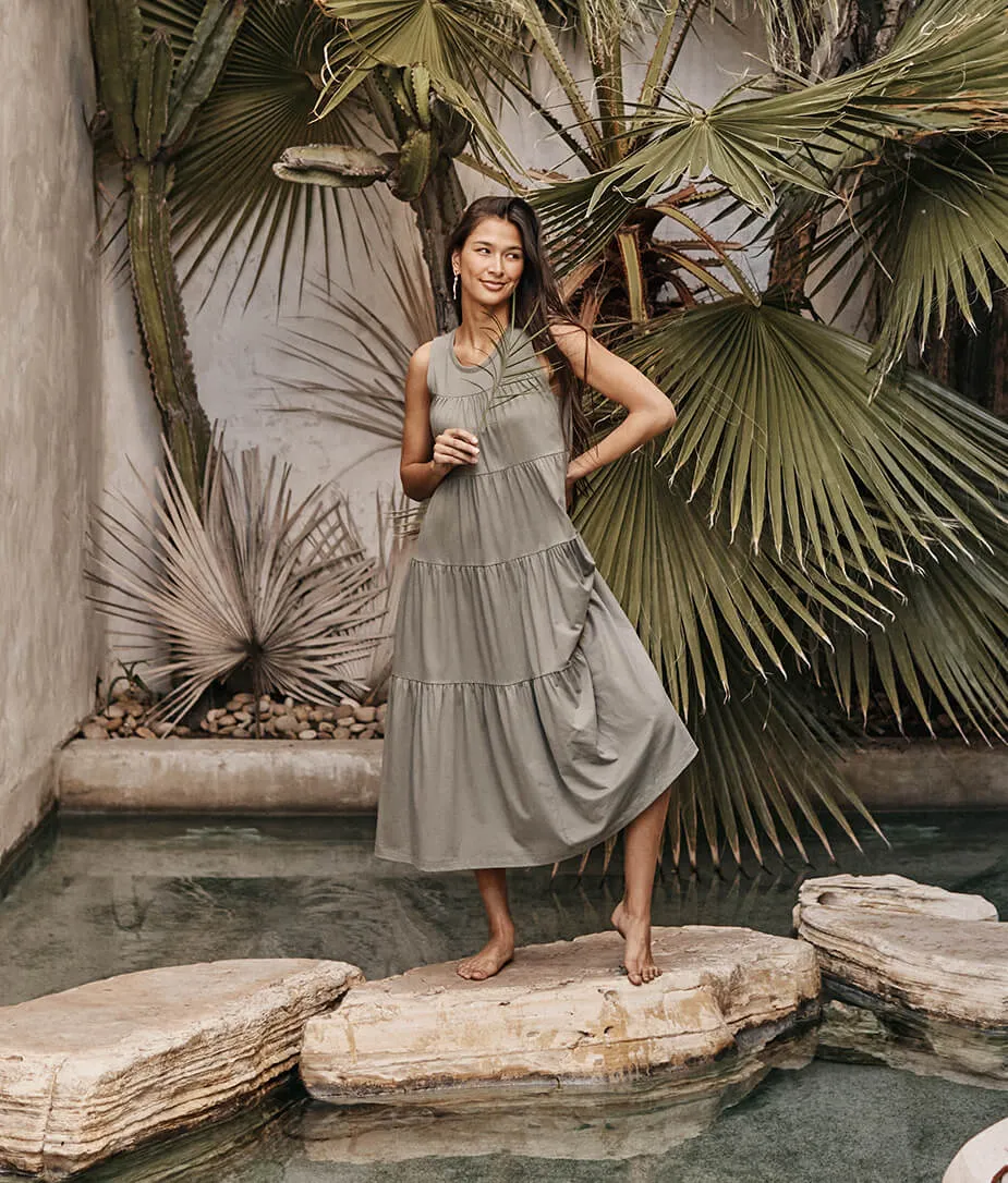 The Luxe Pima Tiered Dress - Agave sold by Summersalt