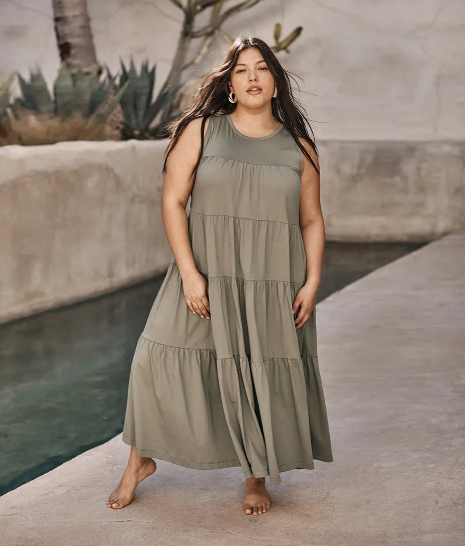 The Luxe Pima Tiered Dress - Agave sold by Summersalt product image thumbnail 3