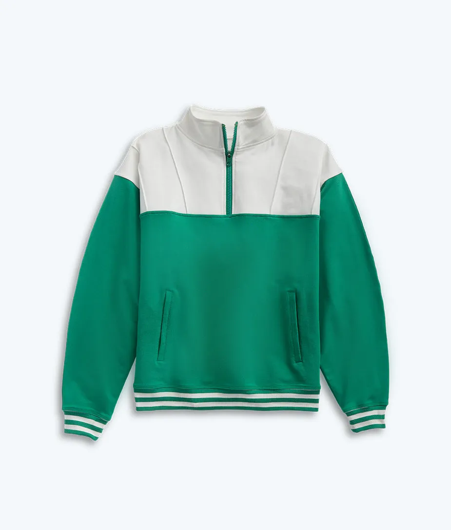 The Softest French Terry Quarter Zip Pullover - Clover & White Sand sold by Summersalt product image thumbnail 2