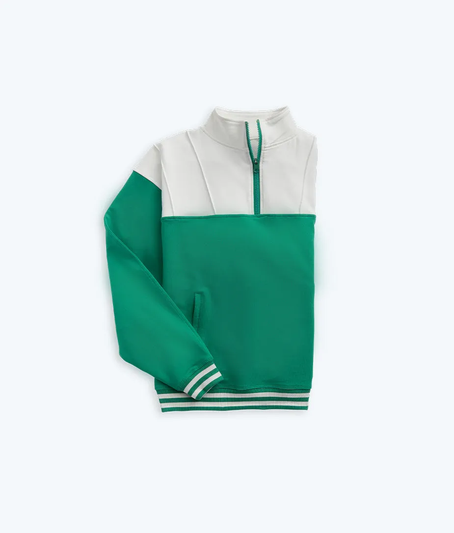 The Softest French Terry Quarter Zip Pullover - Clover & White Sand sold by Summersalt product image thumbnail 3
