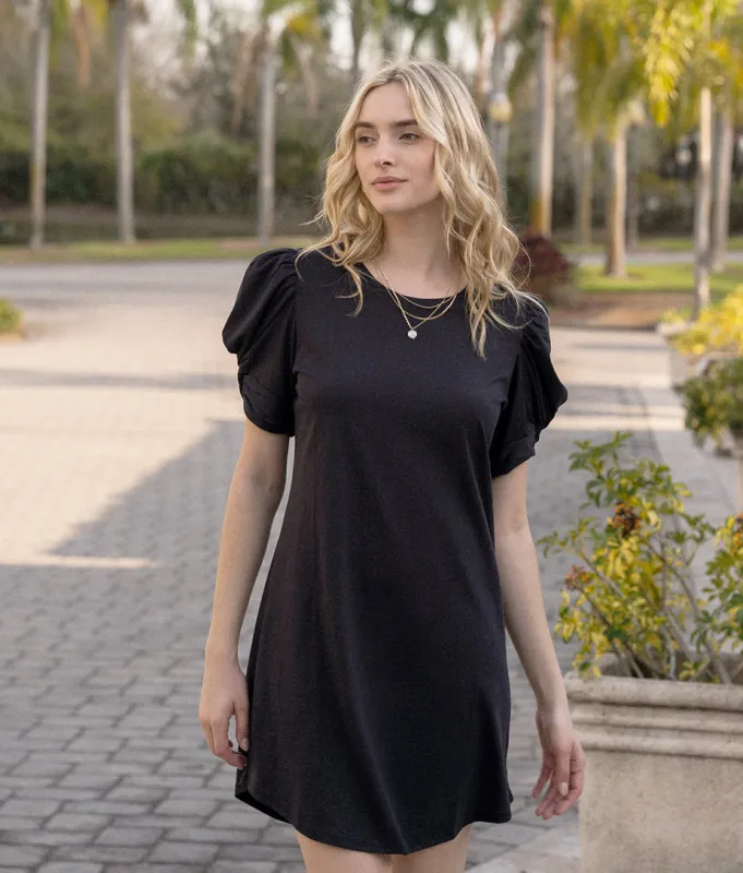 The Luxe Pima Twist-Sleeve T-Shirt Dress - Sea Urchin sold by Summersalt