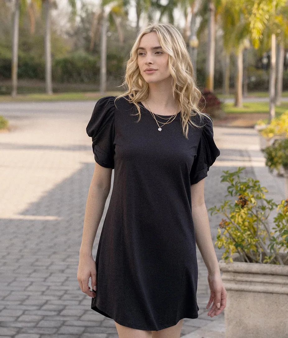 The Luxe Pima Twist-Sleeve T-Shirt Dress - Sea Urchin sold by Summersalt
