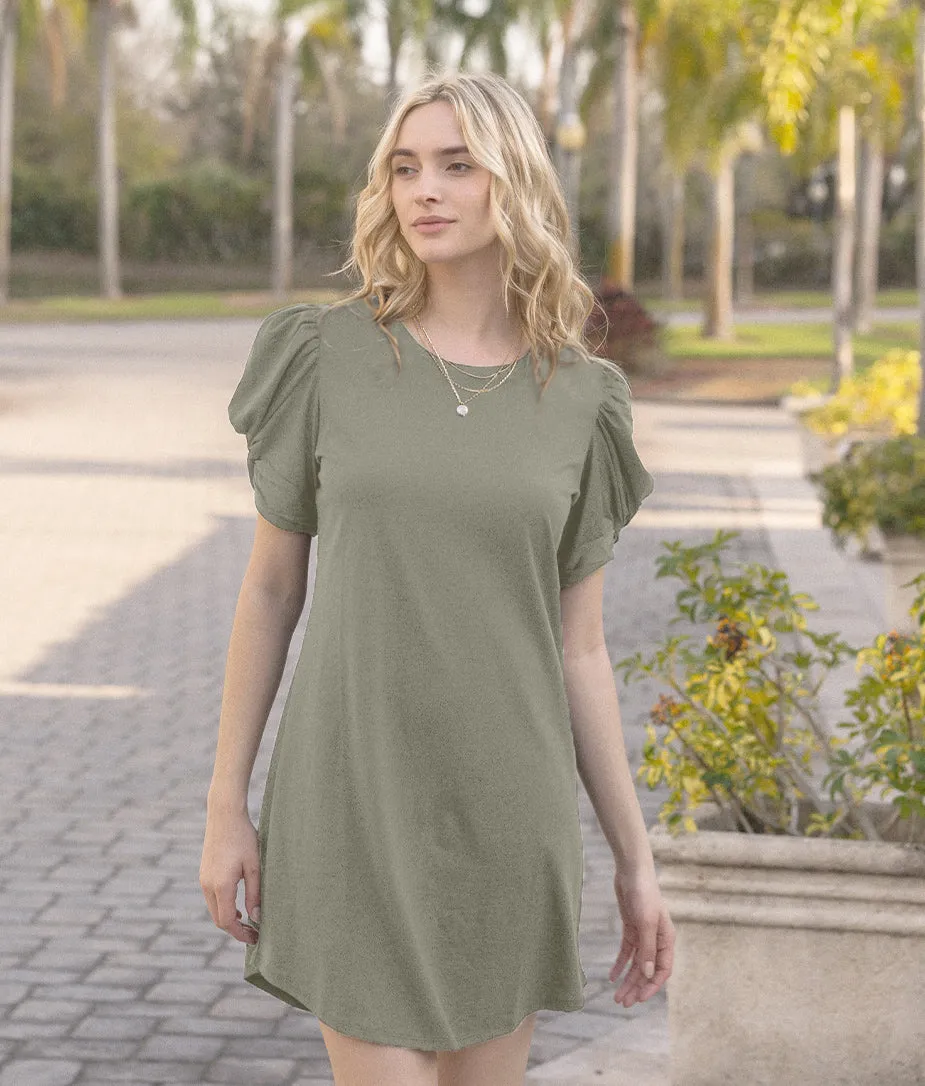 The Luxe Pima Twist-Sleeve T-Shirt Dress - Agave sold by Summersalt product image thumbnail 2