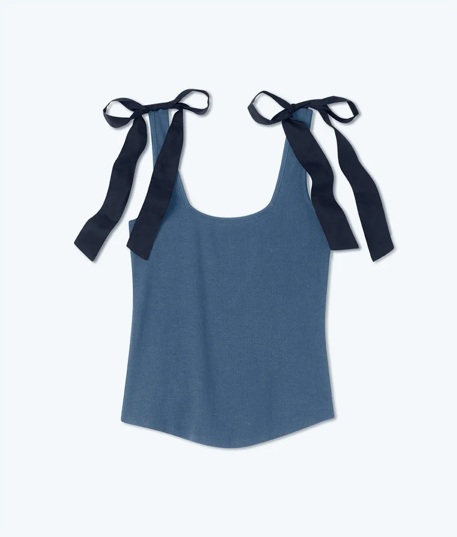 The Softest Ribbed Tie-Shoulder Tank - Blue Mountain & Midnight sold by Summersalt product image thumbnail 5