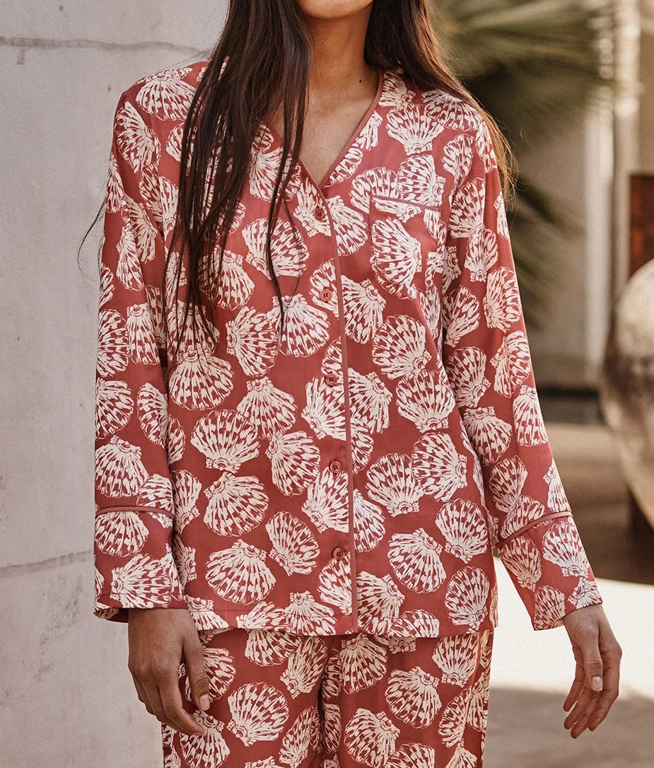 The Cloud 9 Silky Pajama Set - Scalloped Shells in Faded Rose sold by Summersalt product image thumbnail 3