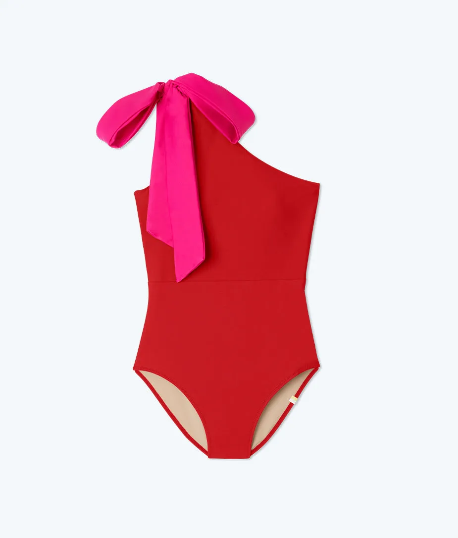 The Bow-Shoulder Ruched Sidestroke - Lava & Hibiscus sold by Summersalt product image thumbnail 4