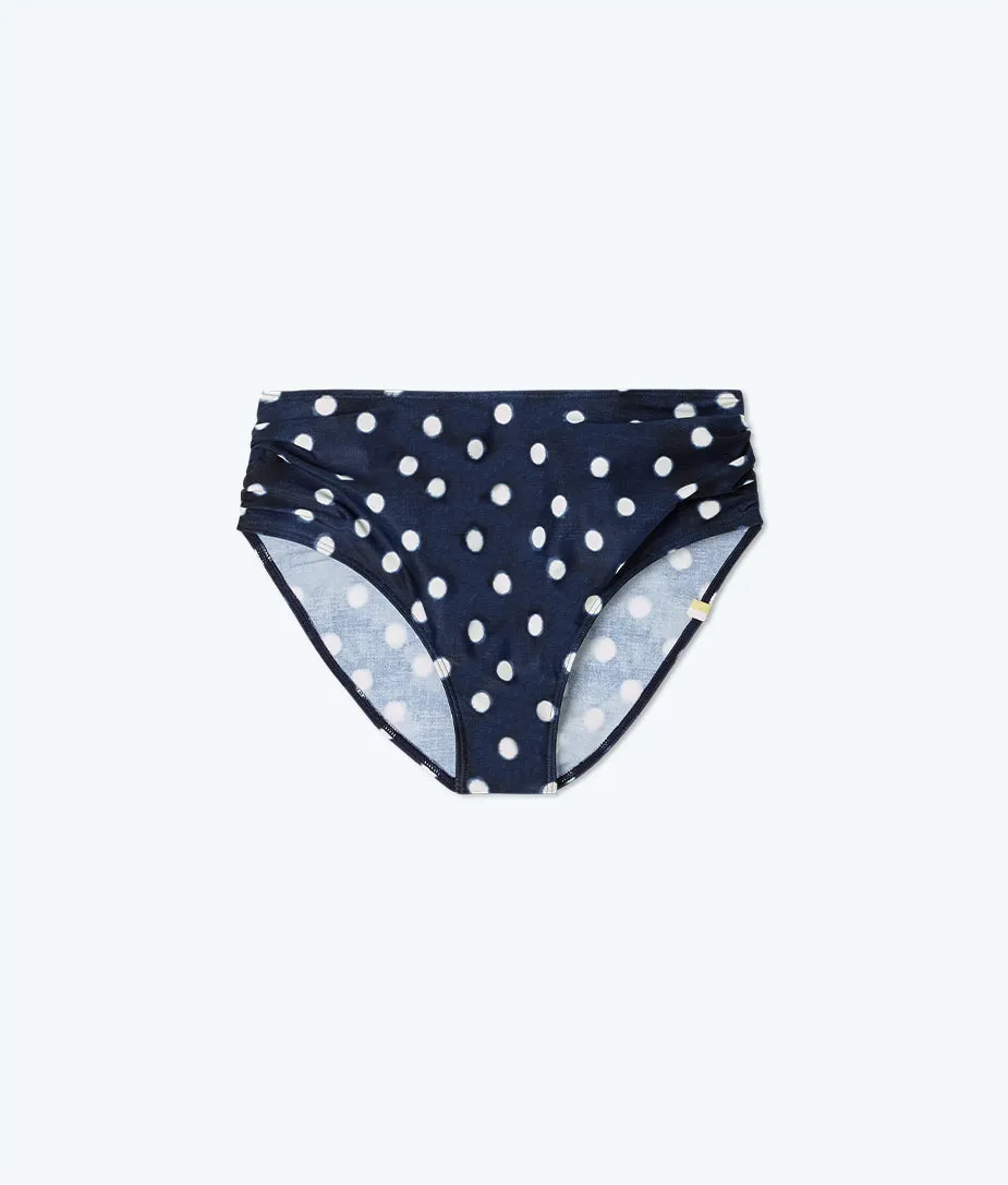 The Ruched High Leg High Rise Bottom - Polka Dot in Deep Sea sold by Summersalt product image thumbnail 5