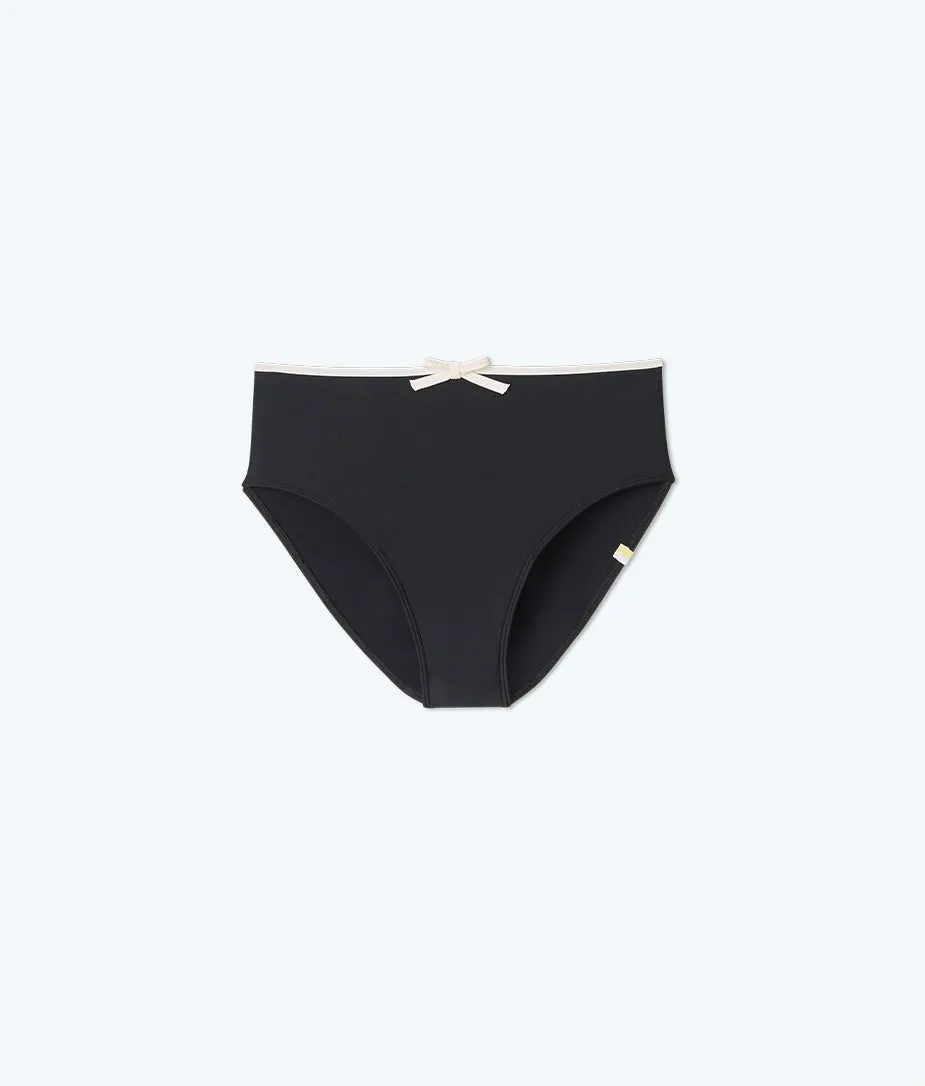 The Contrast Mini-Bow High Leg High Rise Bikini Bottom - Sea Urchin & White Sand sold by Summersalt product image thumbnail 5
