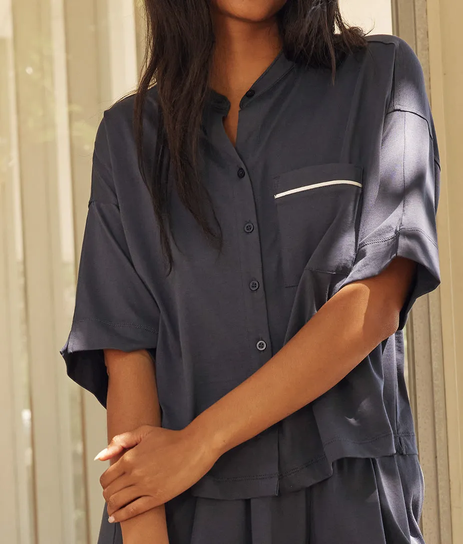 The Luxe Pima Pleated Pajama Pants Set - Midnight sold by Summersalt product image thumbnail 3