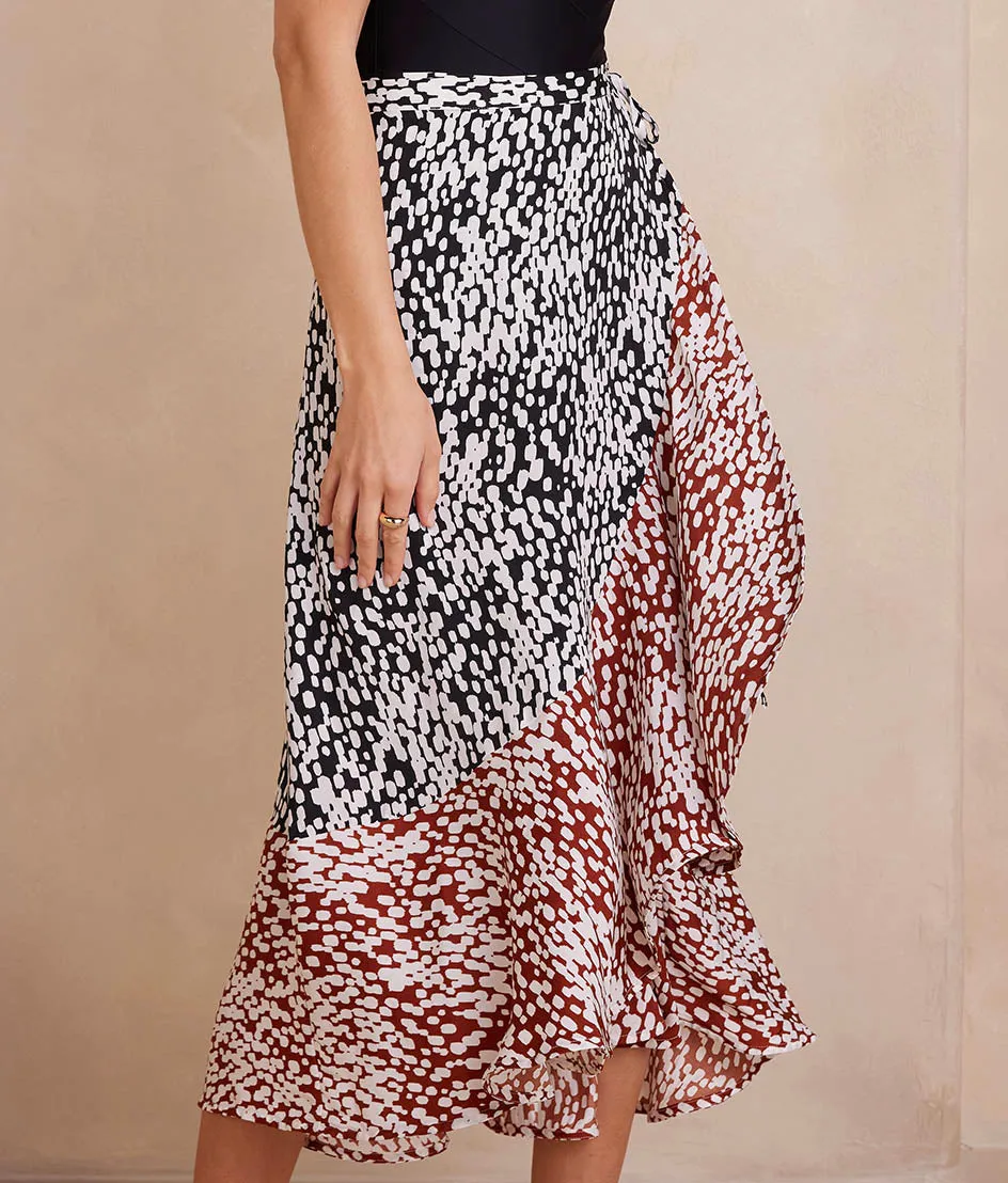 The Silky Luxe Beach to Brunch Wrap Skirt - Watercolor Dot in Sea Urchin & White Sand sold by Summersalt product image thumbnail 3