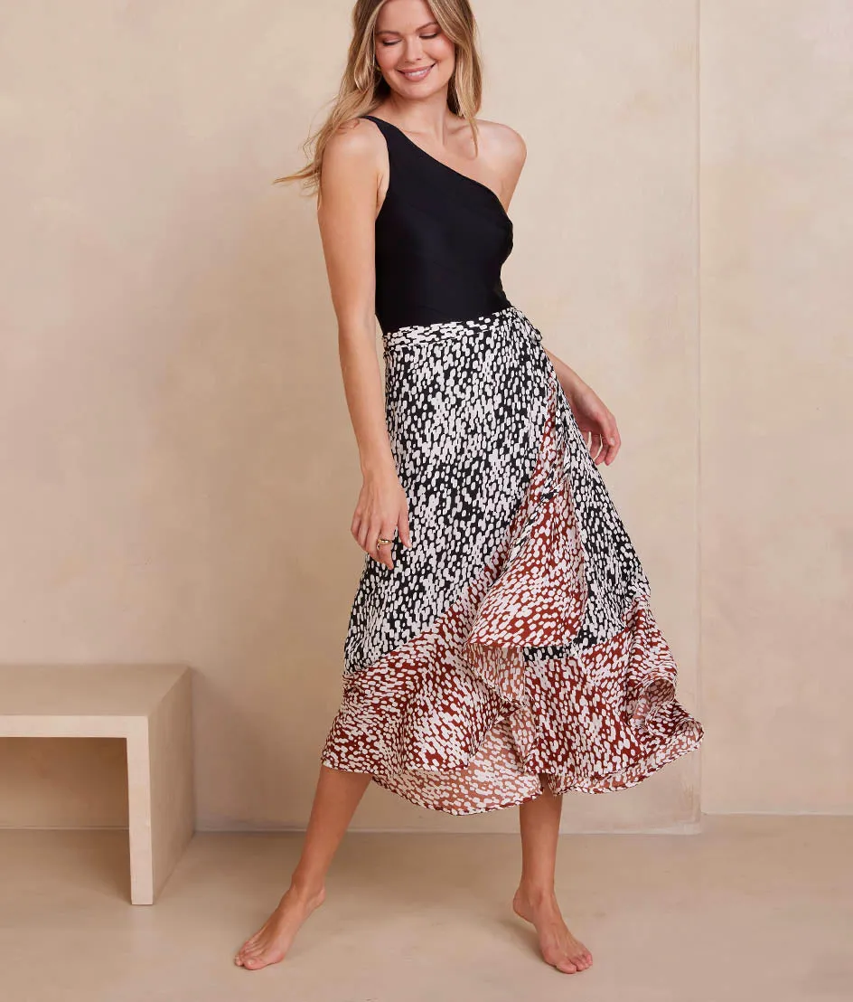 The Silky Luxe Beach to Brunch Wrap Skirt - Watercolor Dot in Sea Urchin & White Sand sold by Summersalt product image thumbnail 5
