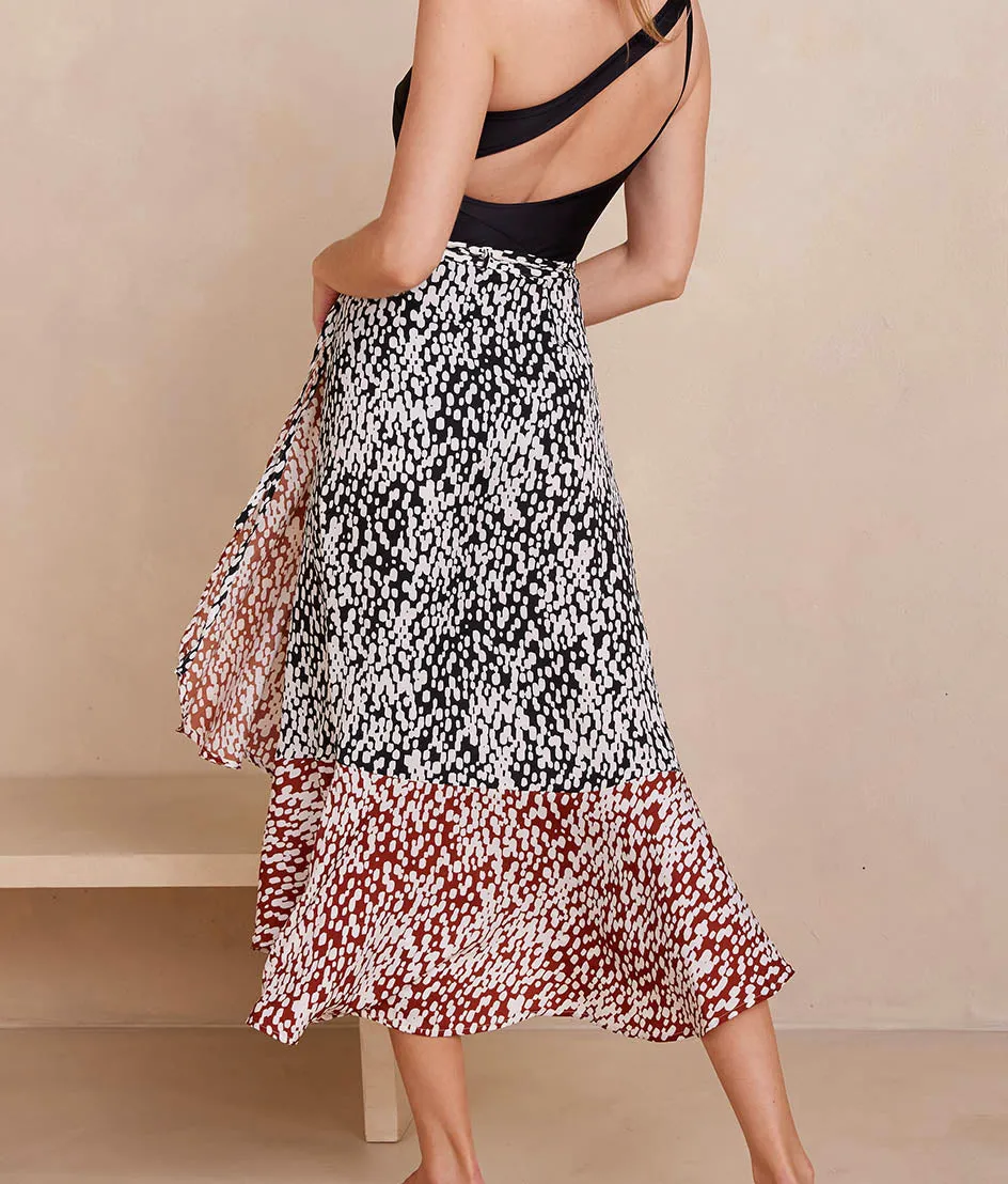 The Silky Luxe Beach to Brunch Wrap Skirt - Watercolor Dot in Sea Urchin & White Sand sold by Summersalt product image thumbnail 2