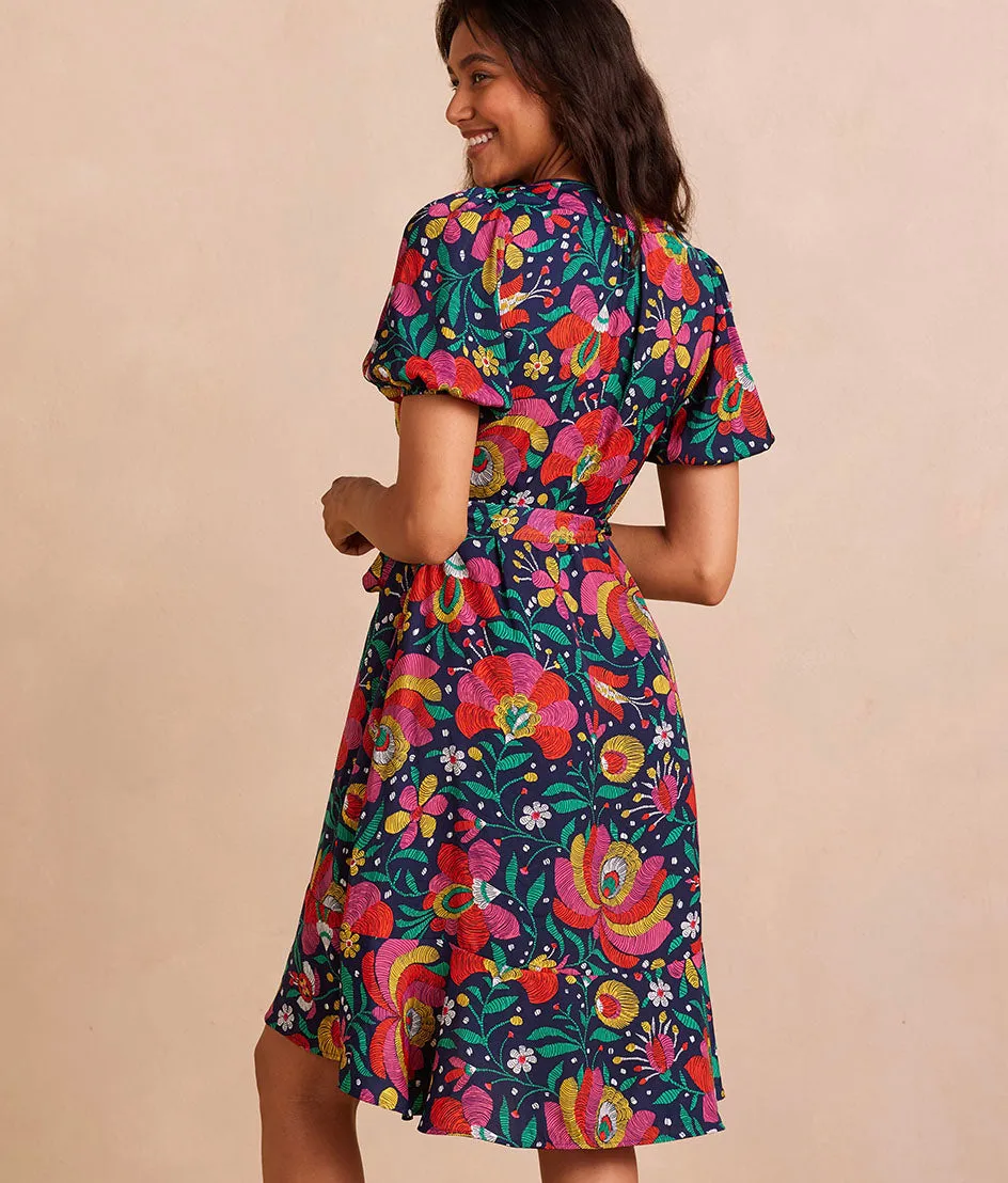 The Silky Luxe Puff Sleeve Beach to Brunch Wrap Dress - Super Bloom sold by Summersalt product image thumbnail 2