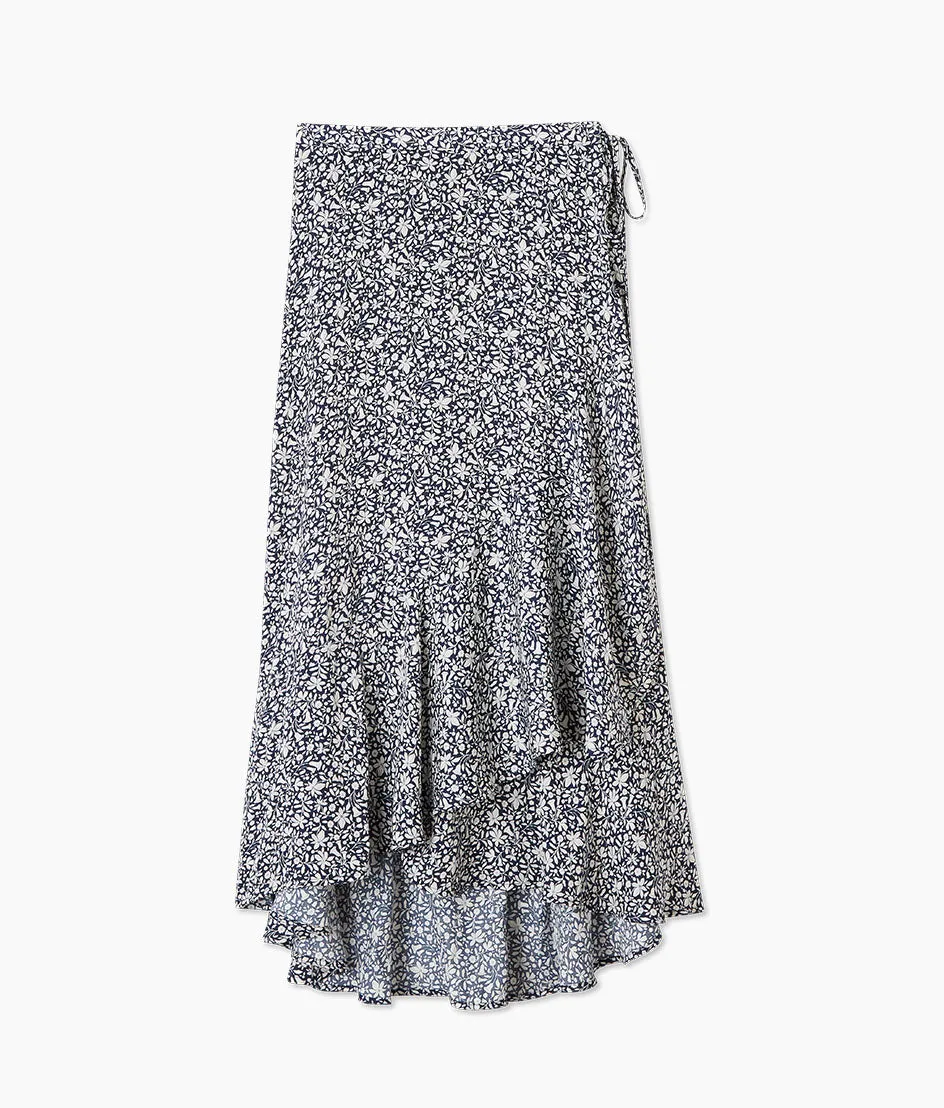 The Silky Luxe Beach to Brunch Wrap Skirt - Beach Botanical in Deep Sea sold by Summersalt product image thumbnail 4