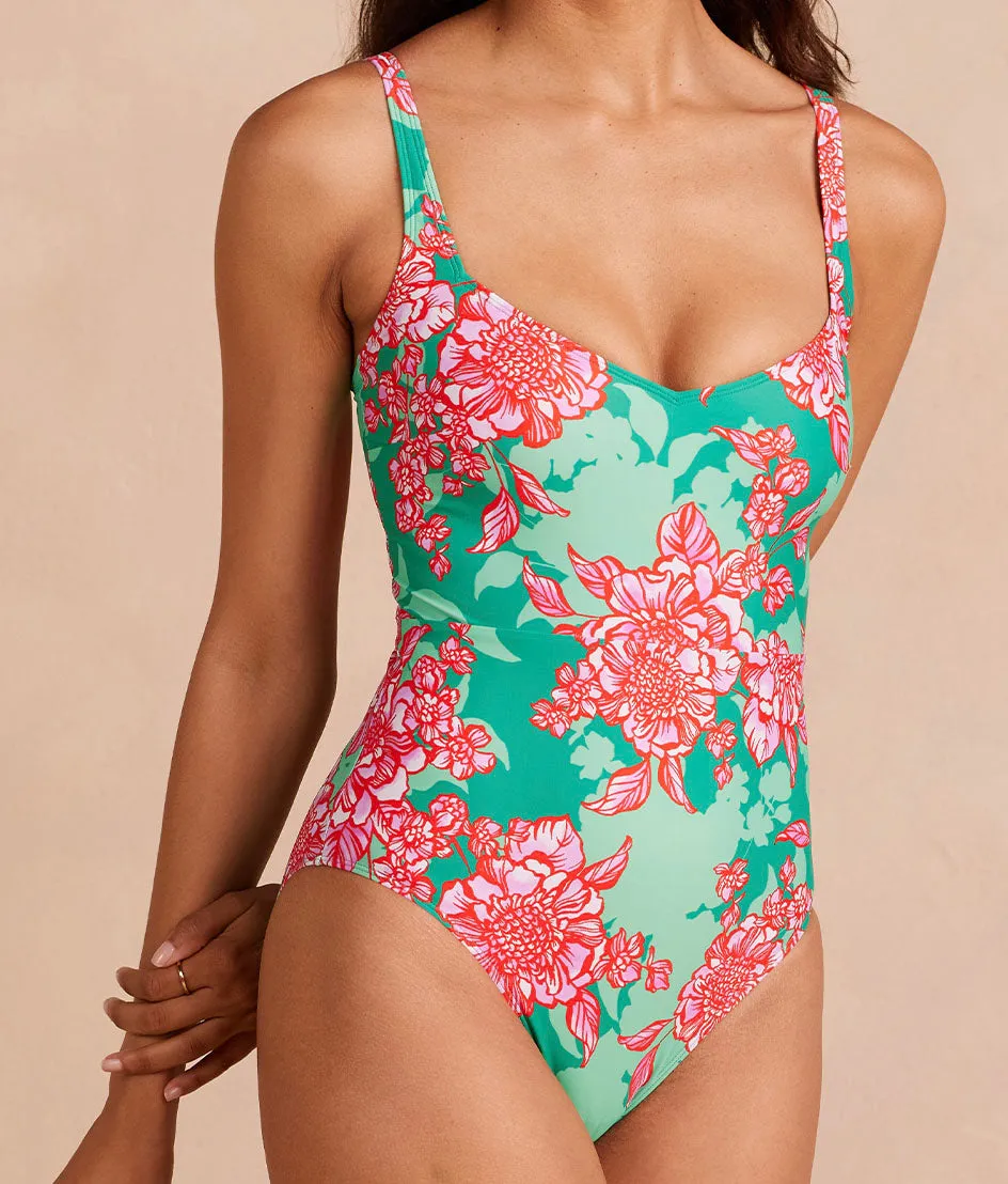 The Seascape Sweetheart One Piece - Burst Floral in Azalea and Seaglass sold by Summersalt product image thumbnail 4