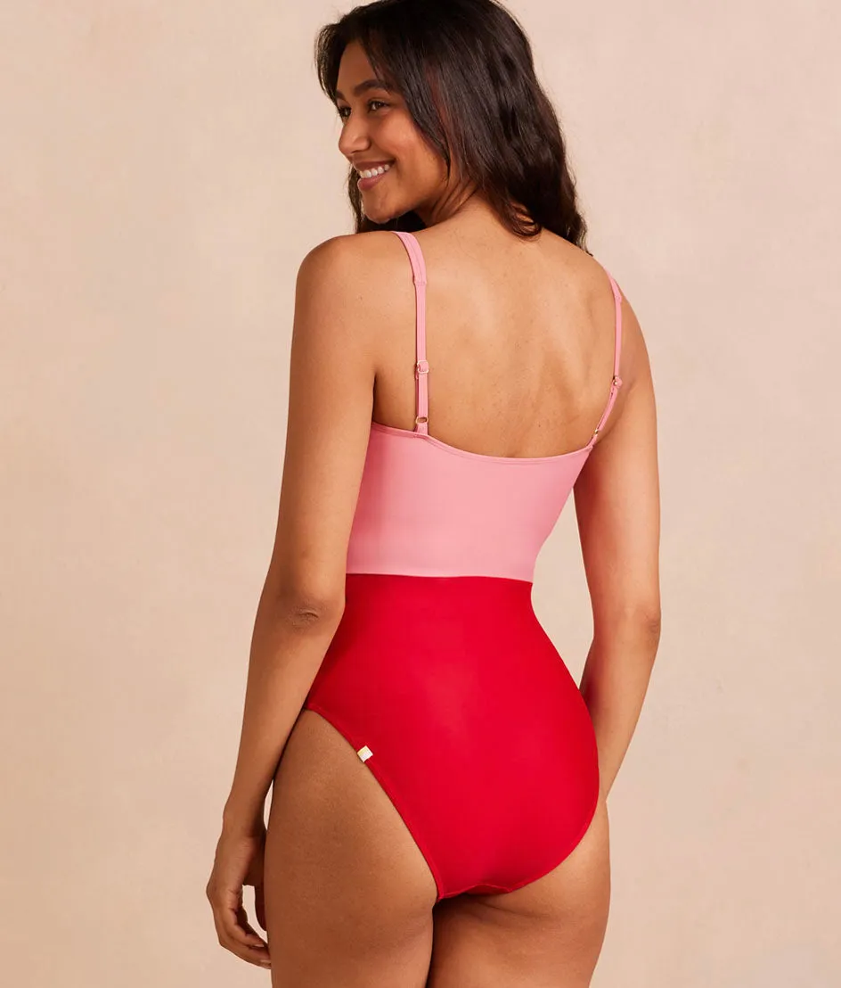 The Gulf Gathered Keyhole One Piece - Raspberry & Carnation sold by Summersalt product image thumbnail 2