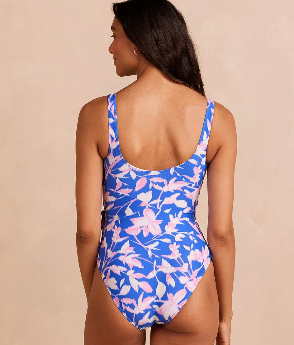 The Long Torso Perfect Wrap One Piece - Preppy Petals in Hydrangea & Pink sold by Summersalt product image thumbnail 2