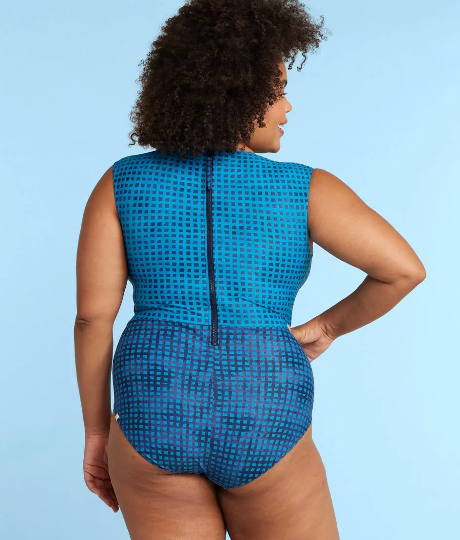 The Surf - Mixed Gingham in Calypso & Deep Sea* sold by Summersalt product image thumbnail 4
