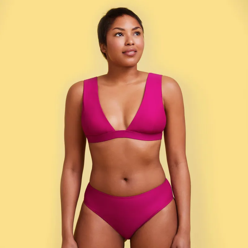 The High Leg Mid Rise Bikini Bottom - Orchid sold by Summersalt