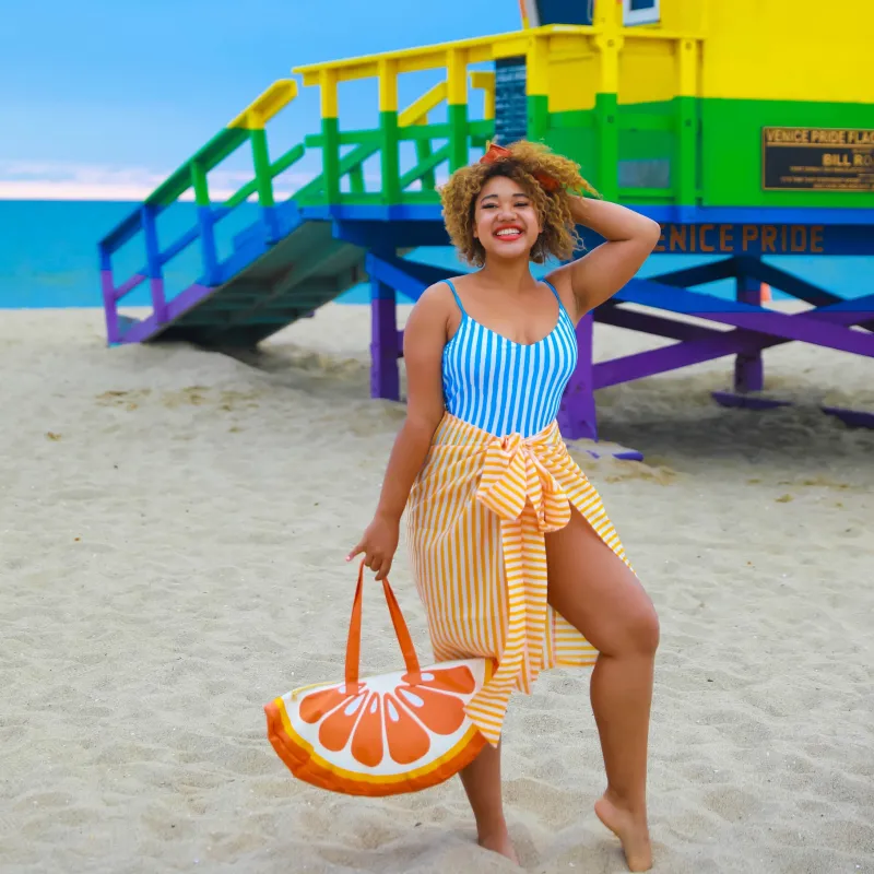 The Easy Breezy Sarong - Mango & White Sand sold by Summersalt