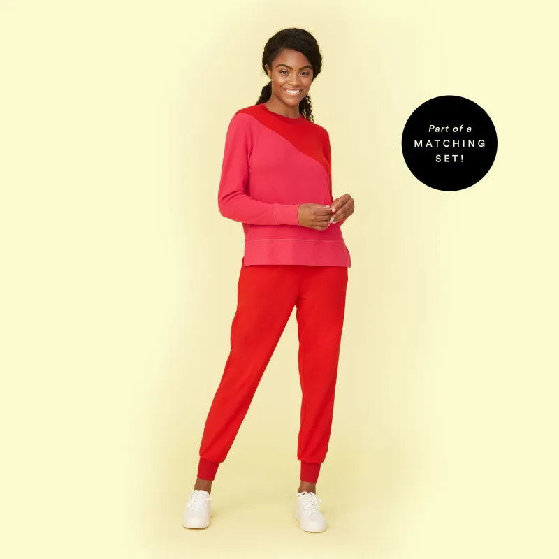 The Softest French Terry Jogger - Lava & Hibiscus sold by Summersalt