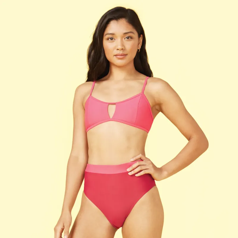 The High Dive Bikini Top - Dragon Fruit sold by Summersalt