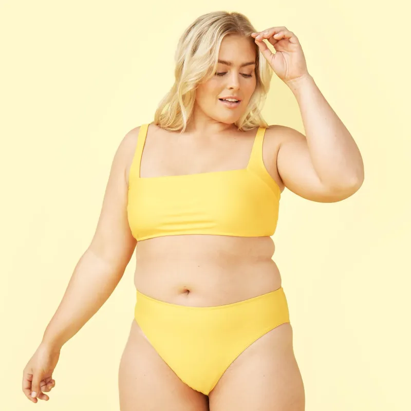 The High Leg Mid Rise Bikini Bottom - Mango sold by Summersalt