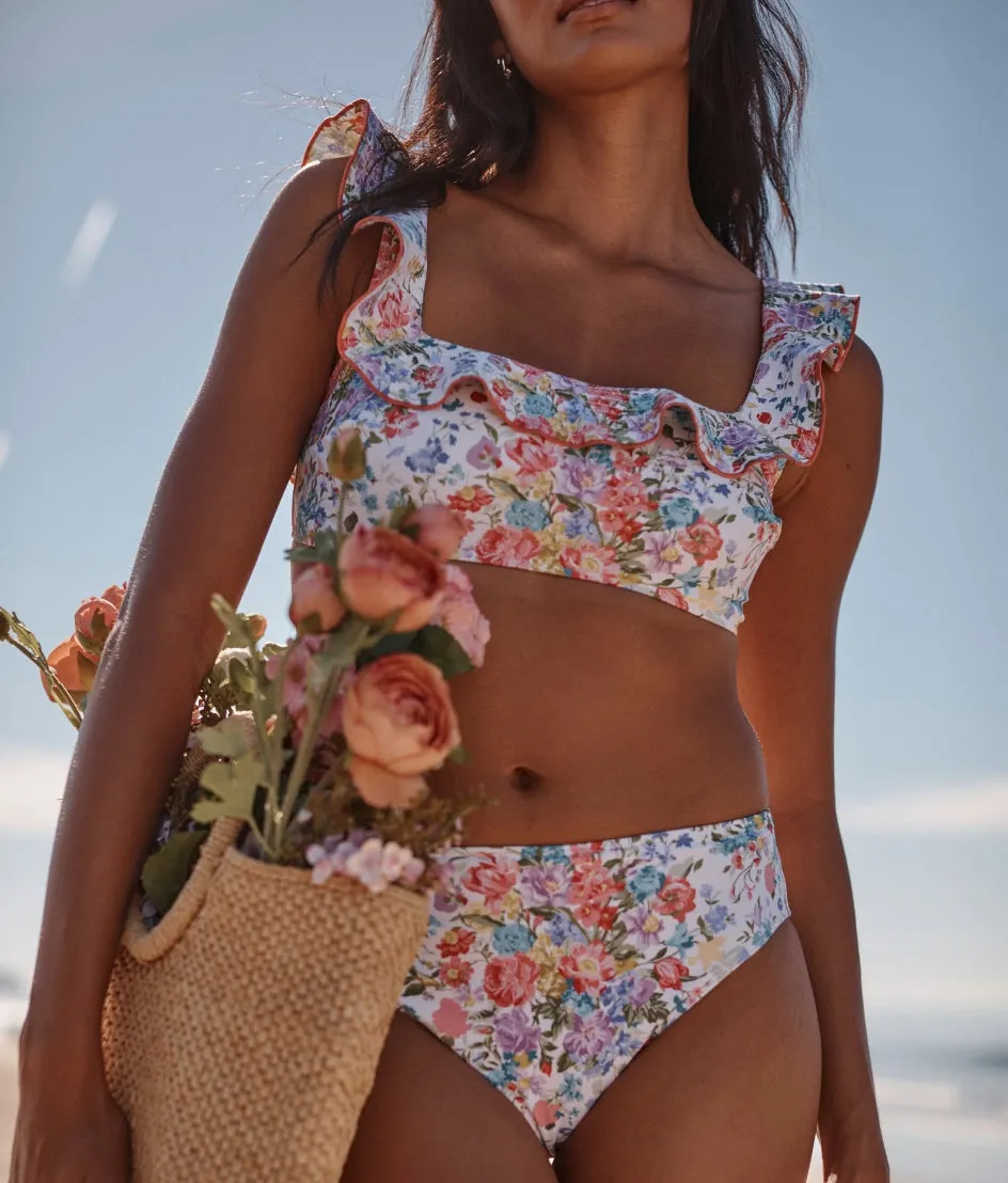The Ruffle Seaway Square Neck Bikini Top - Bouquet Parade sold by Summersalt product image thumbnail 3