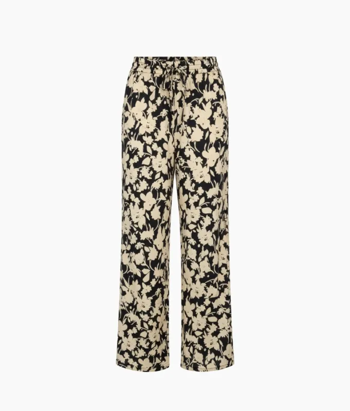 The Silky Luxe Palazzo Pants with Ties - Contrast Floral in Sea Urchin made by Summersalt