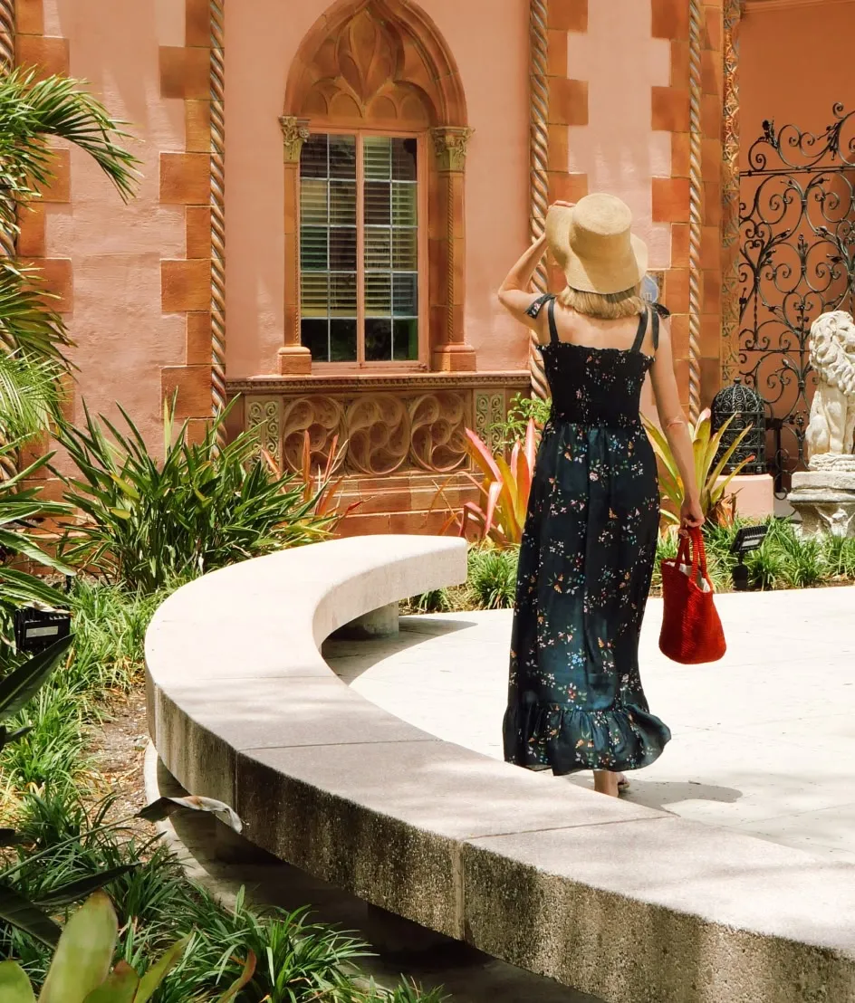 The Silky Luxe Smocked Maxi Dress - Celestial Floral in Deep Sea sold by Summersalt product image thumbnail 3