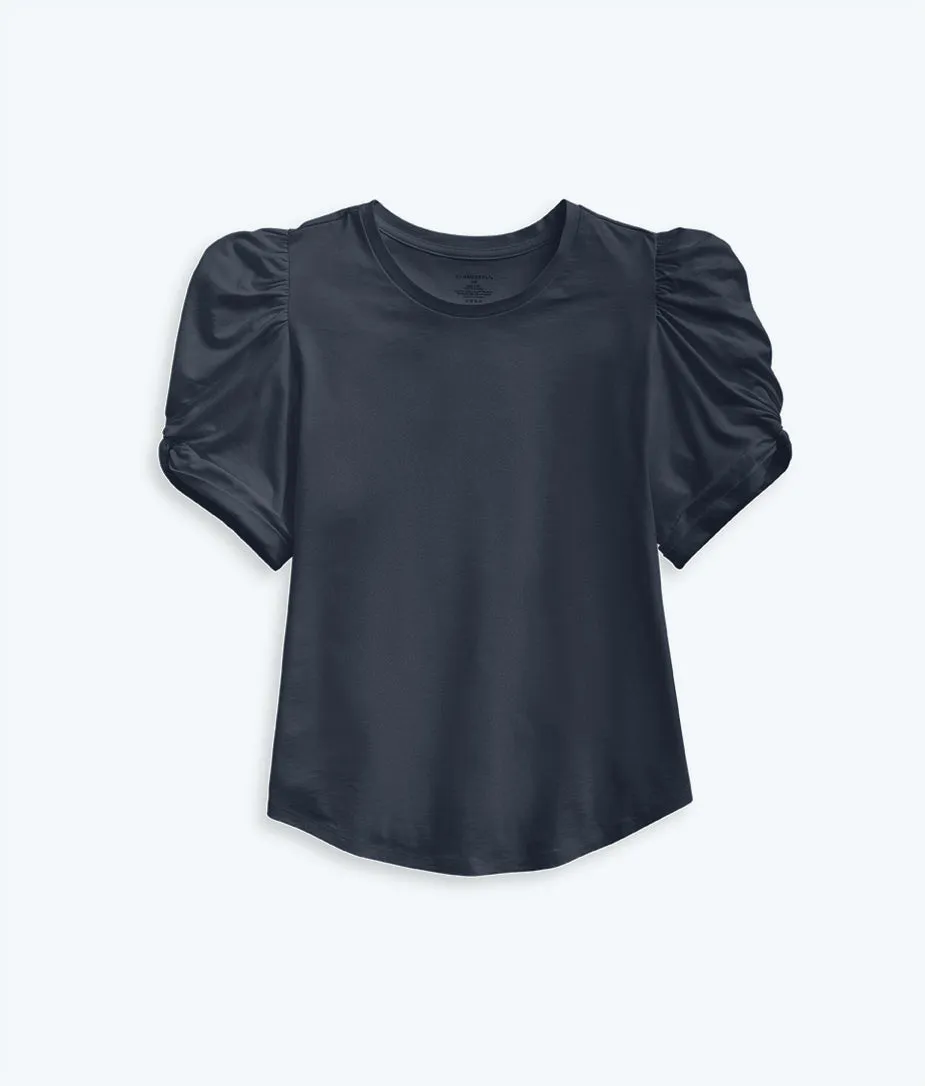 The Luxe Pima Twist-Sleeve Tee - Midnight sold by Summersalt product image thumbnail 3