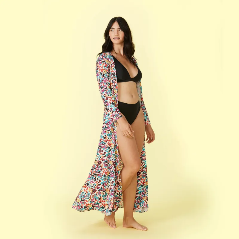 The Open Belted Beach Kaftan - Rainbow Reef made by Summersalt