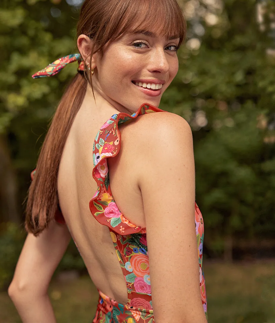The Long Torso Ruffle Backflip - Garden Party in Rust sold by Summersalt product image thumbnail 4