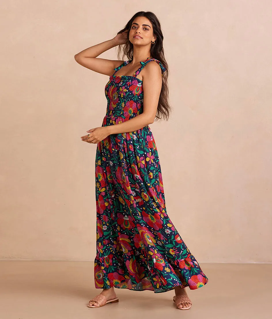 The Silky Luxe Smocked Maxi Dress - Super Bloom sold by Summersalt product image thumbnail 3
