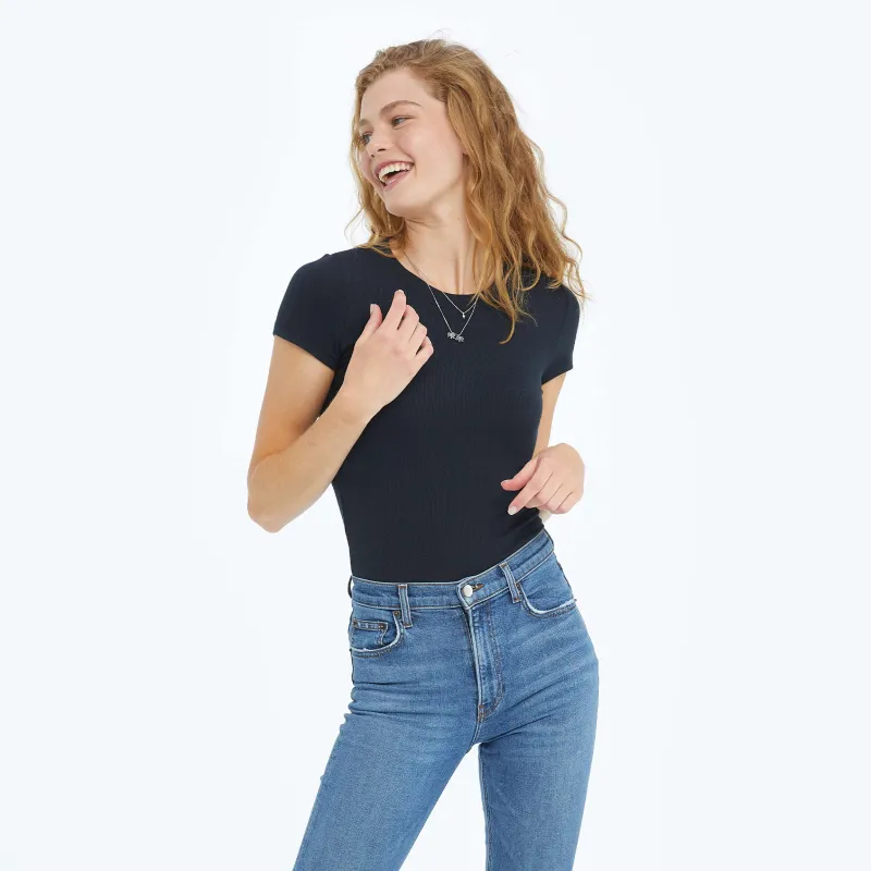 The Softest Ribbed Crew Neck T-Shirt - Sea Urchin made by Summersalt