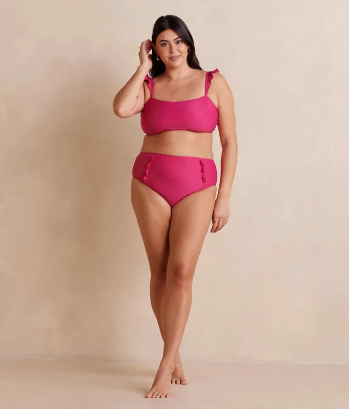 The Ruffle High Leg High Rise Bikini Bottom - Spritz sold by Summersalt